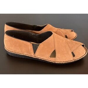 Reiker Slip on Shoes Women's 7.5 Leather Suede Open Toe Brown